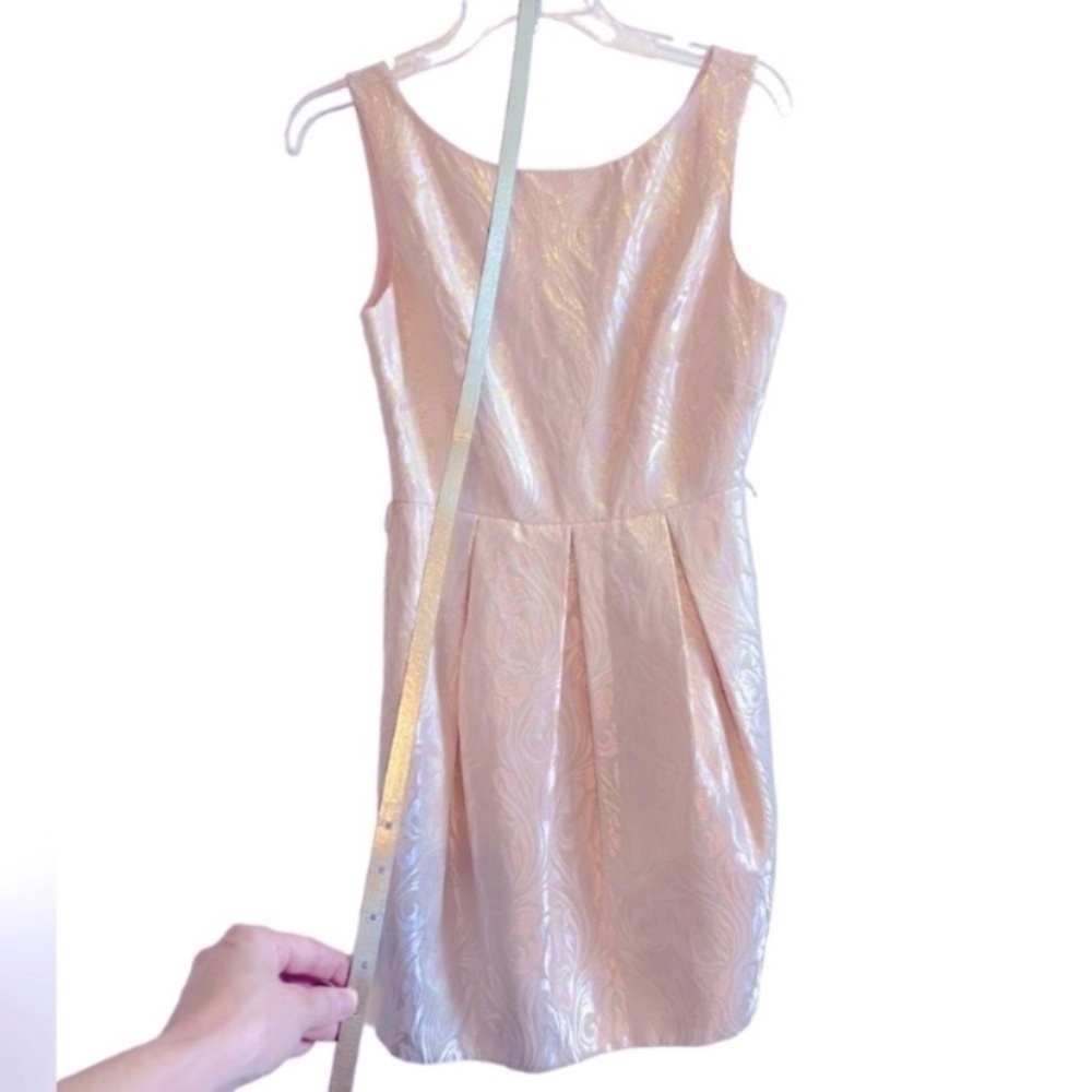 Eliza J pink and gold patterned dress with gold belt. Size 6